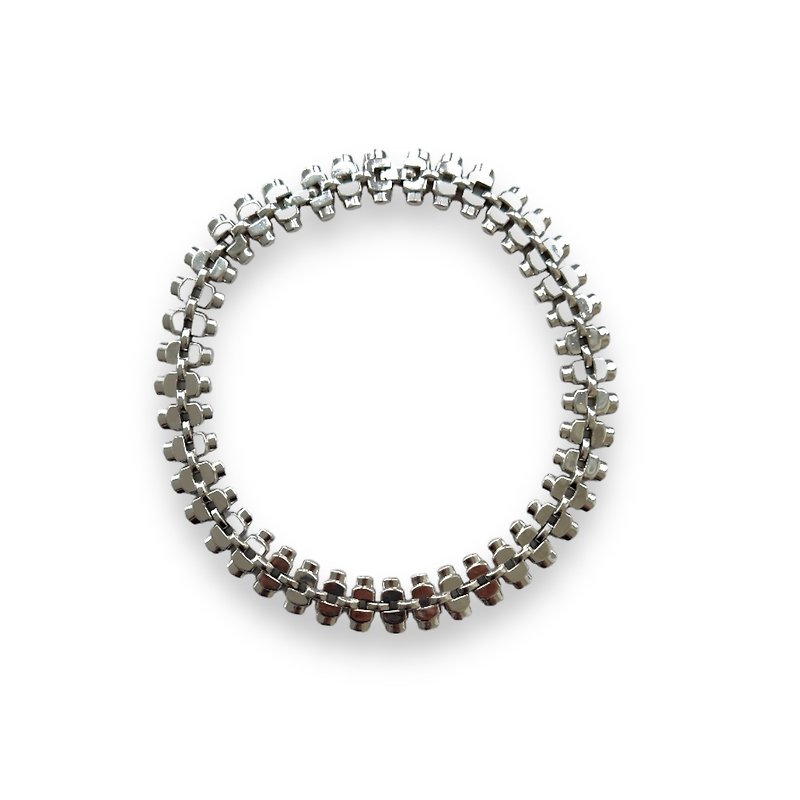Vintage Monet silver-tone chocker collar necklace signed patent excellent 1950s - สร้อยคอ - วัสดุอื่นๆ สีเงิน