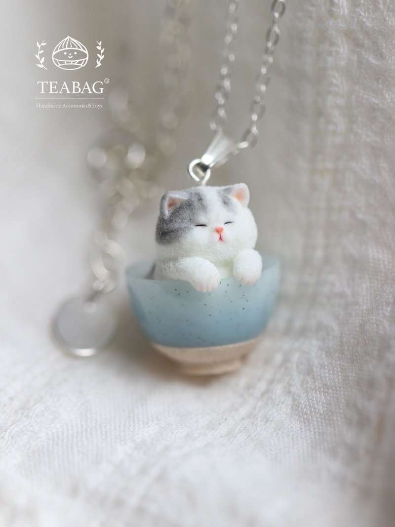 TEABAG Kitten Bakery Pendant Necklace Handmade Girl Birthday Gift Cute - สร้อยคอ - เรซิน 