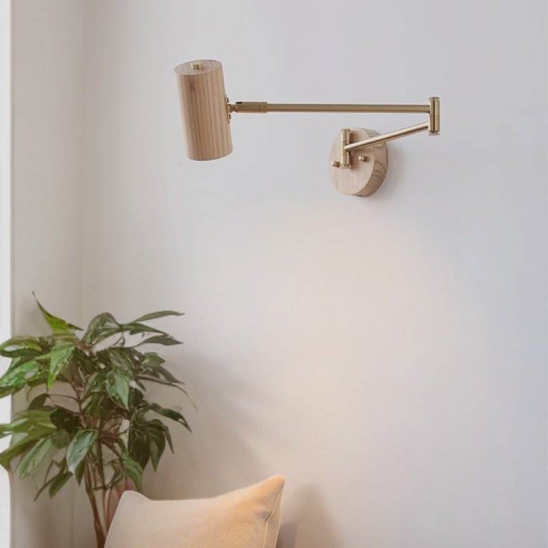 Taisho Retro Western Style North American Ash Wall Lamp Solid Wood Handmade 187LW - Lighting - Wood Khaki