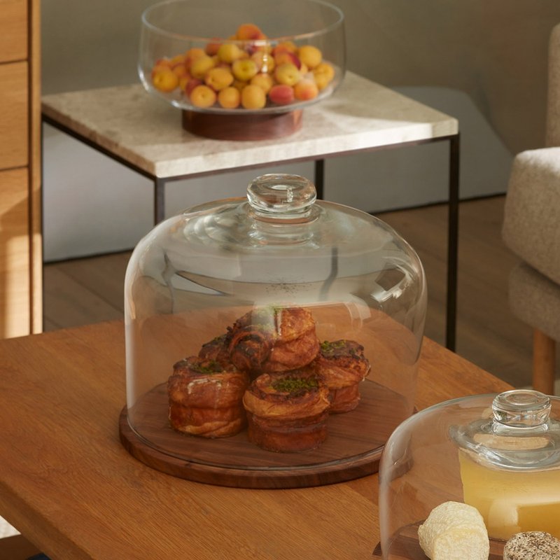 【LSA】CITY walnut cake pan with lid - Plates & Trays - Glass Transparent