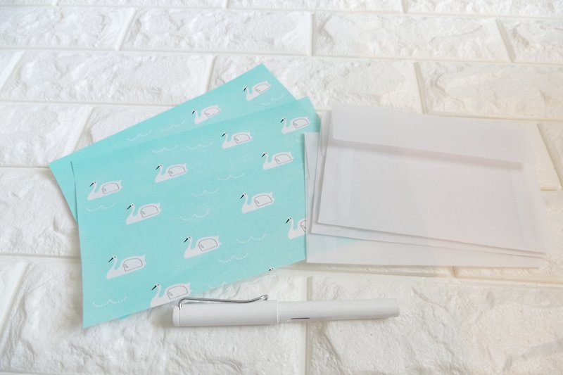 Letter Set Swan Boat Aqua - Envelopes & Letter Paper - Paper Blue