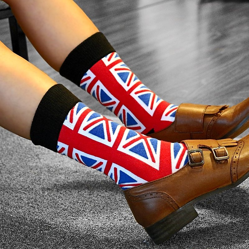 英倫風淑女襪 - Admiral, Union Jack 英國旗 - 復古風格襪子 - 襪子 - 棉．麻 紅色