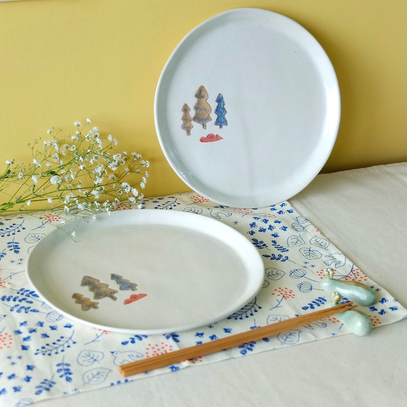 Magical forest plate / Dessert dish /Hand made＆Limited Edition - Small Plates & Saucers - Pottery White