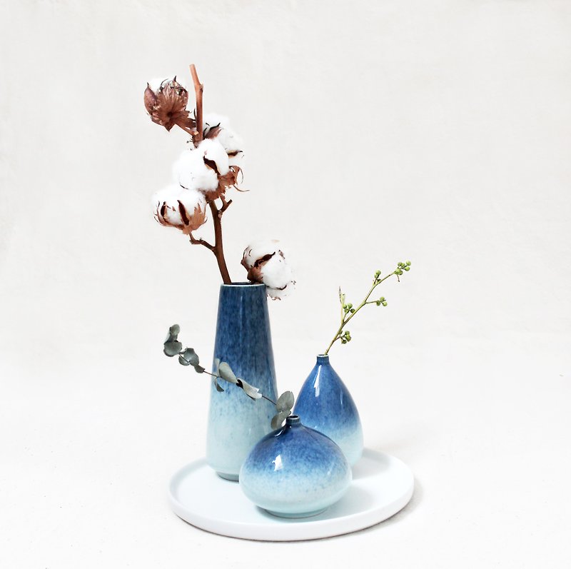 Galaxy Glaze Vase Set of 3 - Pottery & Ceramics - Porcelain Blue