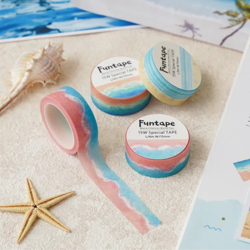 【Jeantopia】15W 海邊紙膠帶 | Funtape - 紙膠帶/和紙/PET - 紙 多色