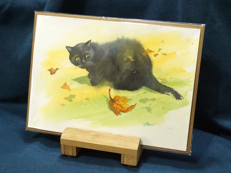 Original watercolor painting [A cat knows autumn] - โปสเตอร์ - กระดาษ หลากหลายสี