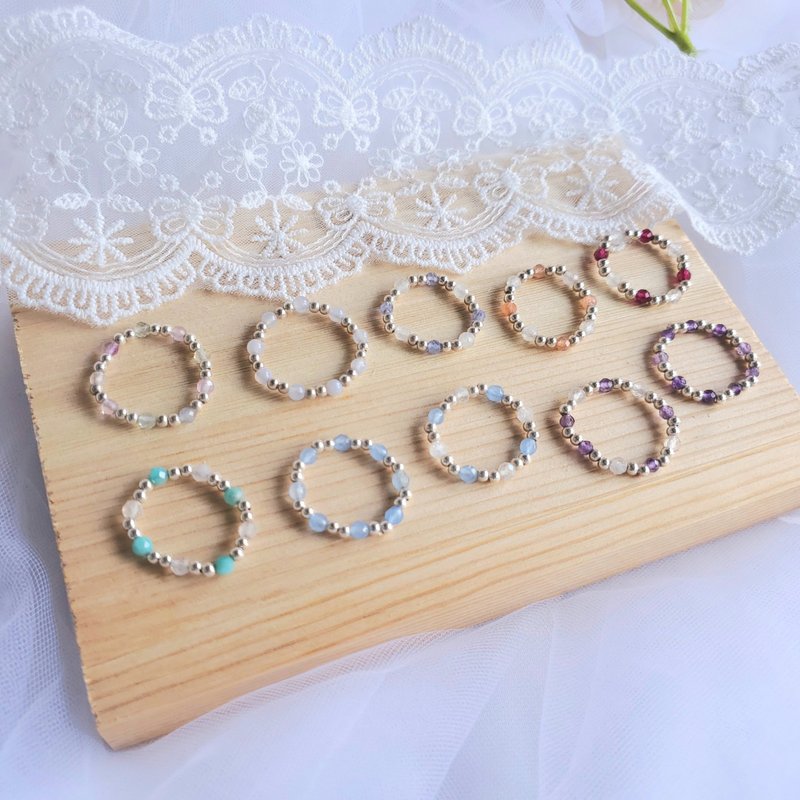 天然石弾性リング-パープル/タンザナイト/アクアマリン/ブルー石/スターリングシルバー-カスタマイズされた宝石 - リング・指輪 - 半貴石 多色