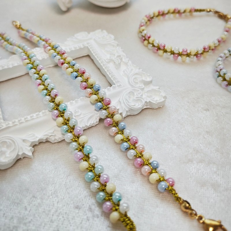 Spring Garden 春の庭園 カラフル 手作り精巧ビーズブレスレット - ブレスレット - ガラス 