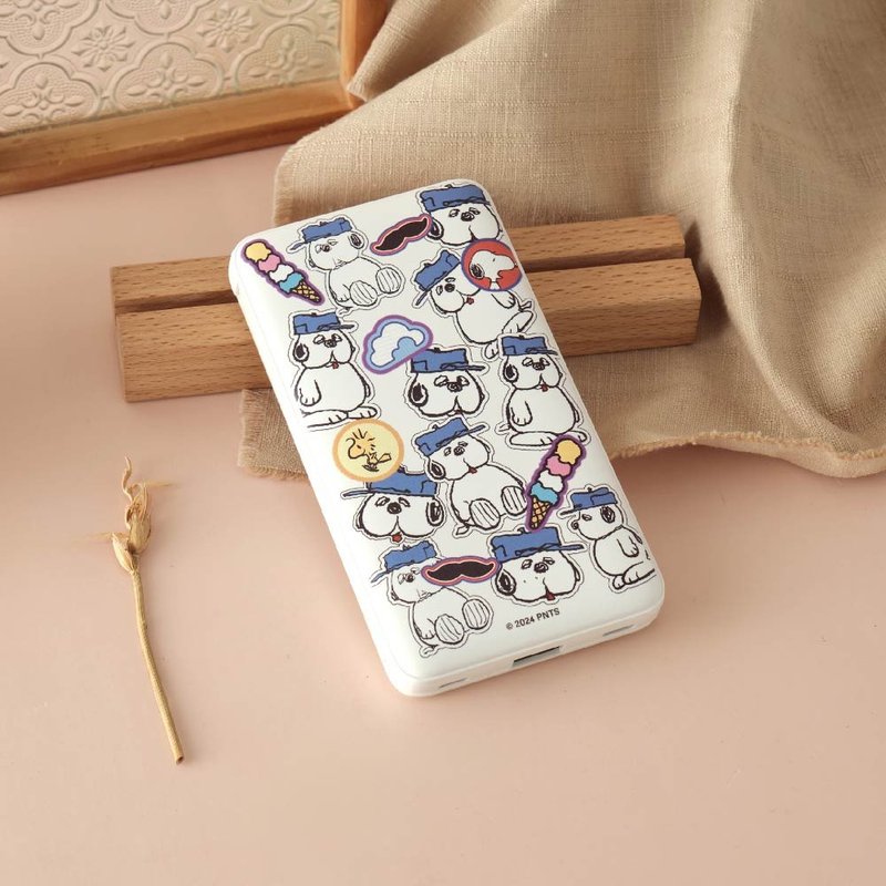 SNOOPY Snoopy Olaf sticker dual-wire fast charging 10000mAh power bank - Chargers & Cables - Plastic Black