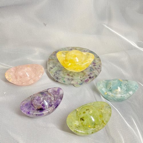 Shin.Q崑式手作 【手工製作】天然能量水晶招財元寶/水晶擺飾