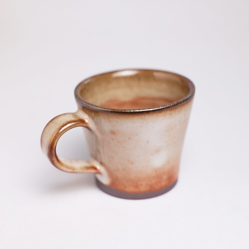 Mingya kiln l firewood shino cup coffee cup tea cup pottery cup orange red ice crack H7 - Mugs - Pottery Orange