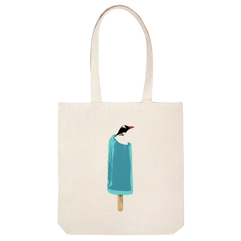 tote bag / cool biz penguin - 手提包/手提袋 - 棉．麻 卡其色