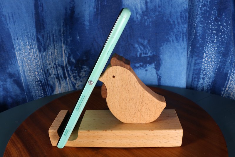 phone holder - Chicken 2 - Phone Stands & Dust Plugs - Wood Brown