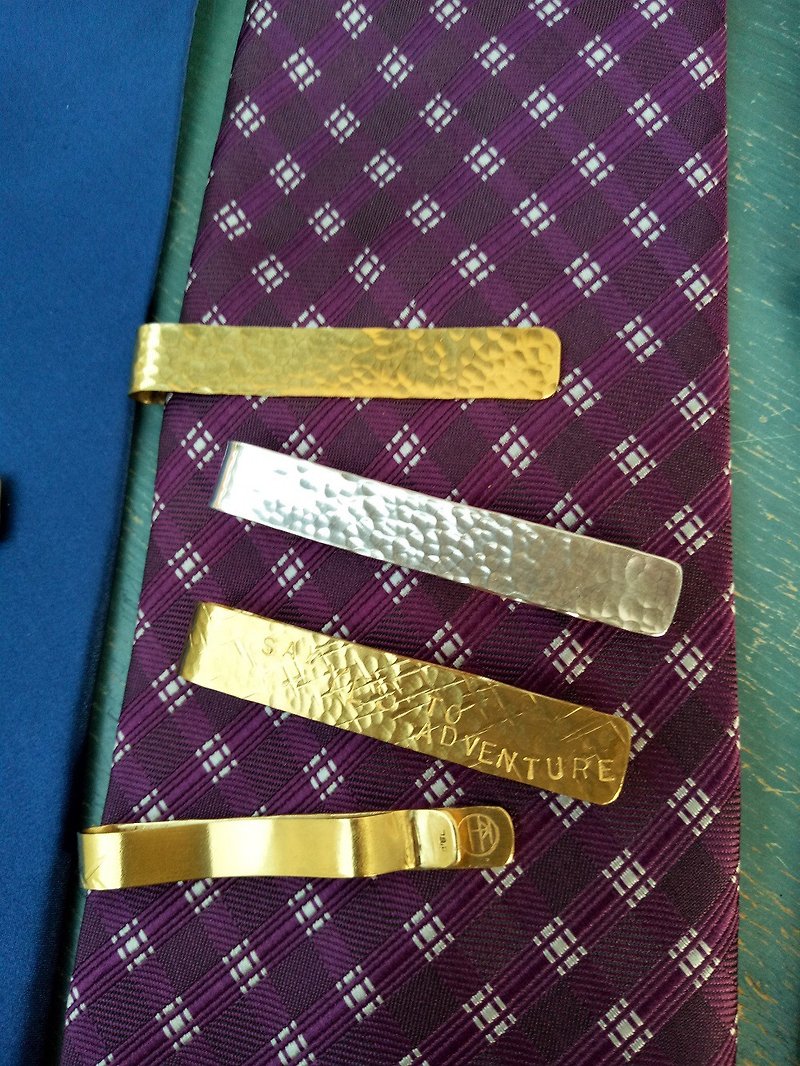 手工質感系列- 純銀/黃銅領帶夾 - 領帶/領帶夾 - 銀 銀色