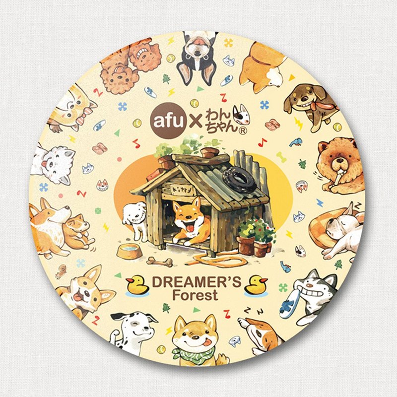 afu ceramic absorbent coaster-a hundred lives of dogs - ที่รองแก้ว - ดินเผา สีเหลือง