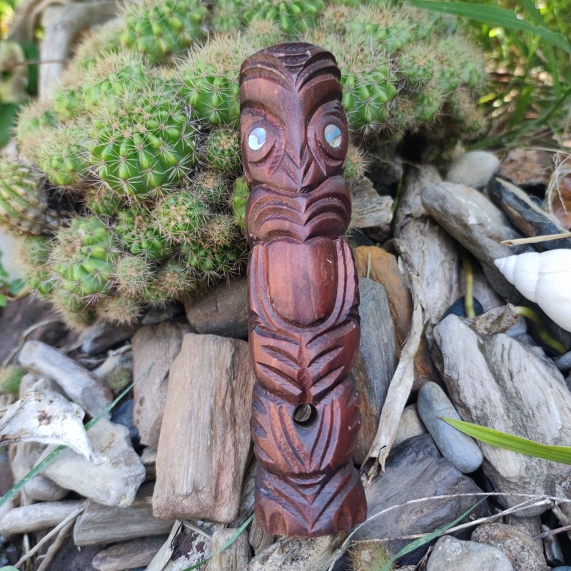 Vintage Tiki Maori Carved Wood Mid Century  Totem Figure New Zealand Rare - 擺飾/家飾品 - 木頭 咖啡色