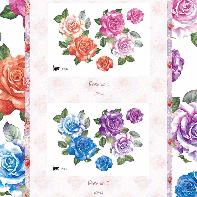 rose deco - White Printed PET (blue lion) (suyeon) - 貼紙 - 紙 多色
