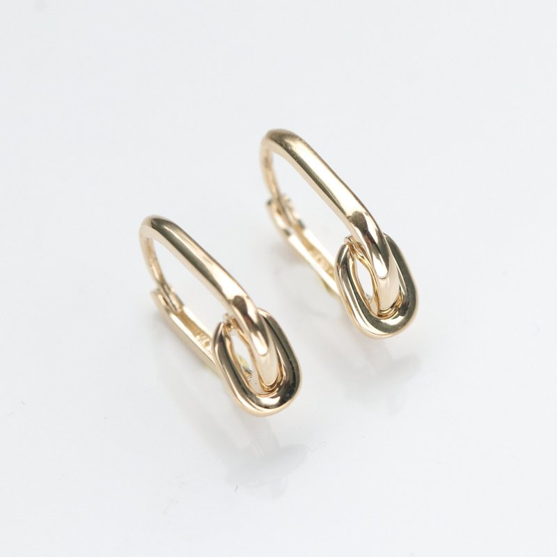 14K oval hoop earrings (inner diameter 11.7mm), no need to remove them in the shower, no need to touch, no fading due to sweating - ต่างหู - เครื่องประดับ สีทอง