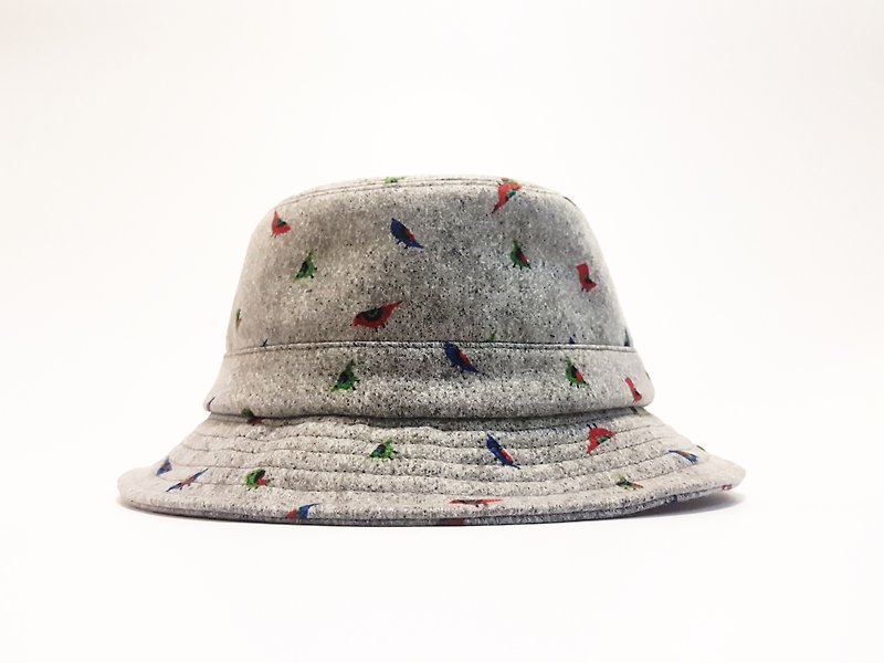 紳士帽子に沿って色の楽しみ小さな帽子 - 小さな色の鳥（灰色）＃彩印＃限定＃秋冬＃礼物＃暖かく保つ - 帽子 - ポリエステル グレー