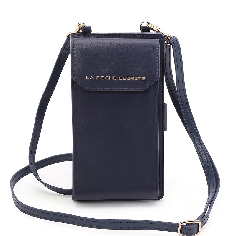 New Year gift La Poche Secrete: stay away girl full length leather phone wallets _ _ can be portable shoulder deep blue - Other - Genuine Leather Blue