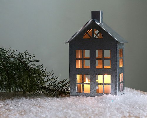 Design Atelier Article Tin house candle holder // Zinc Lantern // Modern home decor // FREE SHIPPING //