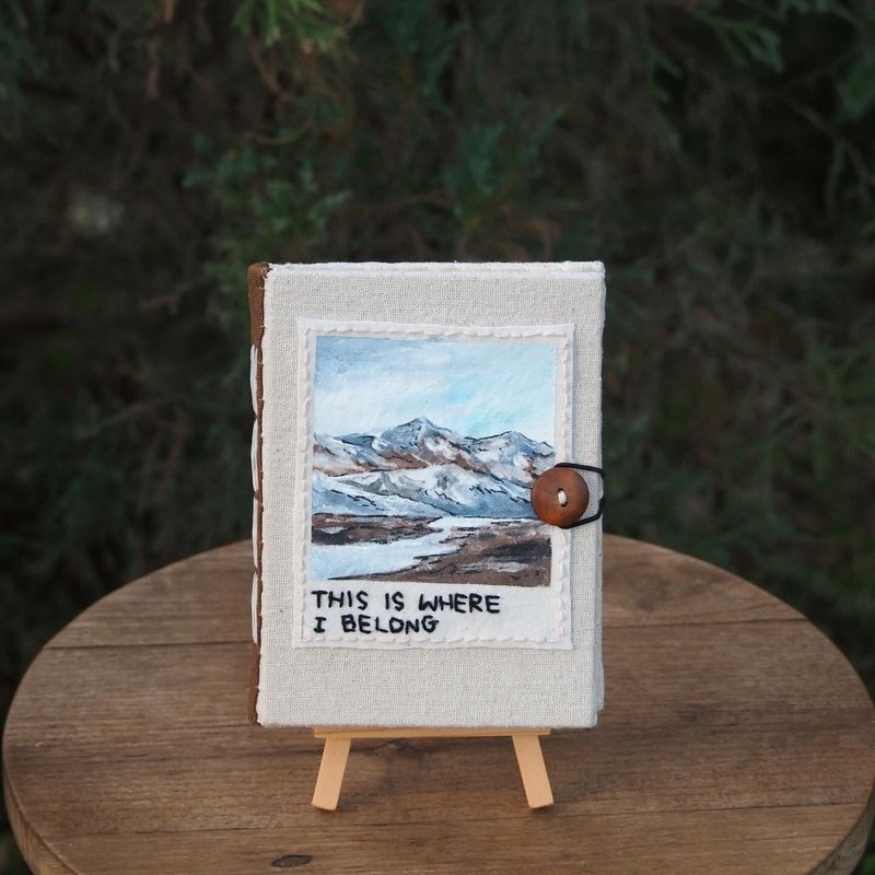 Painting on fabric notebook, notebook handmade notebook diary handmade  筆記本 - 筆記本/手帳 - 棉．麻 咖啡色