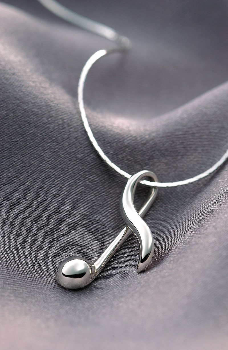 【FUGUE Origin】Classic-Sterling Silver Eighth Note Necklace - Necklaces - Other Metals Silver