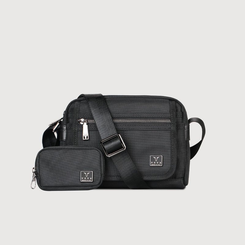 [Free Gift Bag] Guardian Small Horizontal Crossbody Bag-Black/VA128S07BK - กระเป๋าแมสเซนเจอร์ - ไนลอน สีดำ