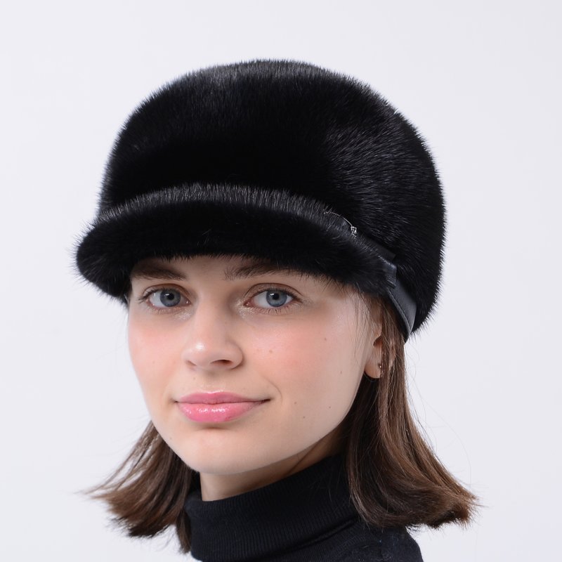 Women Fur Cap Russian Fur Hat Real Fur Hat Warm Mink Cap Winter Mink Fur Hats - หมวก - วัสดุอื่นๆ สีดำ