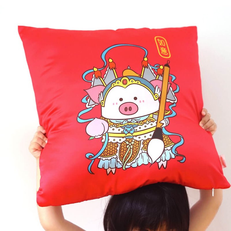 Door God Pillow Creative Original Cattail Painting Cute Chinese Style - Pillows & Cushions - Other Materials Red