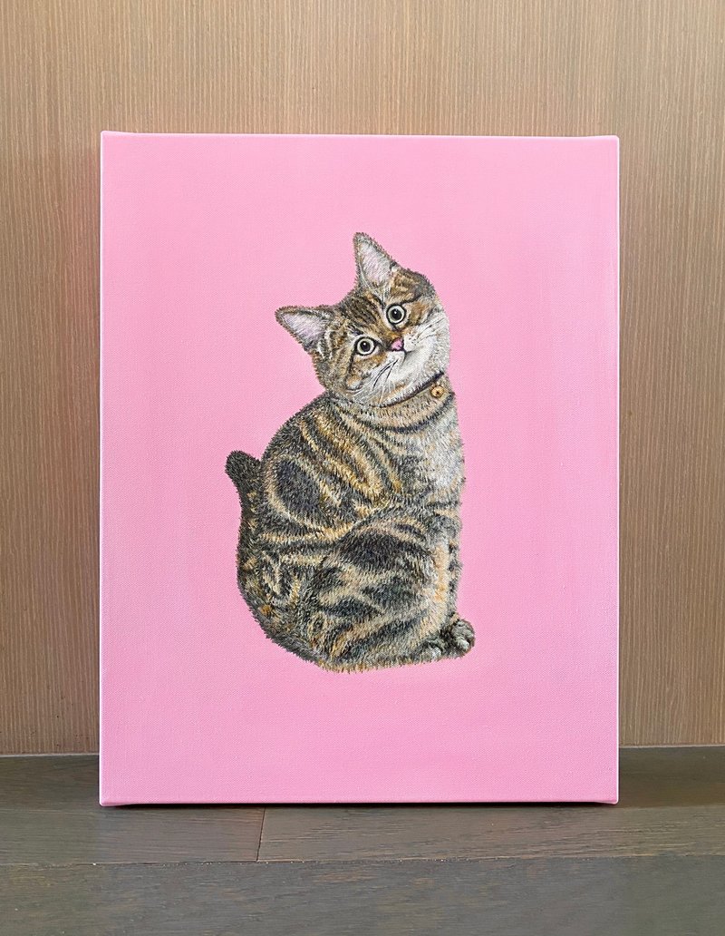 Custom Pet Portrait of whole body - ภาพวาดบุคคล - ผ้าฝ้าย/ผ้าลินิน สึชมพู