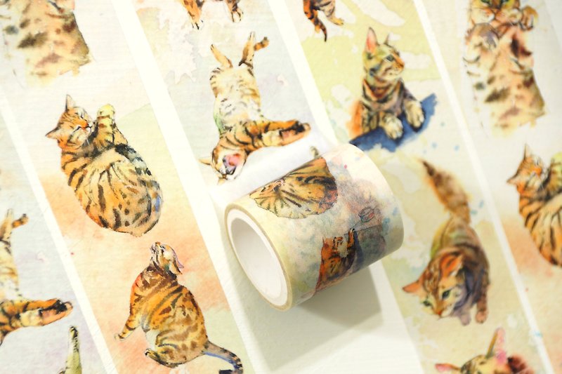Japanese Washi Tape-Tabby Cat’s Daily Life - Washi Tape - Paper Brown