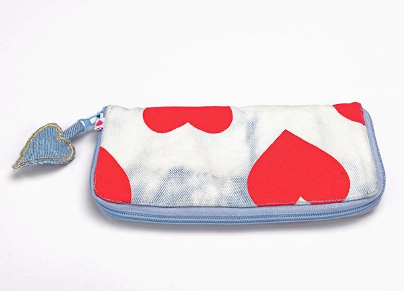 Heart Print wallet with Red Paint Exciting Beginning - Wallets - Cotton & Hemp 