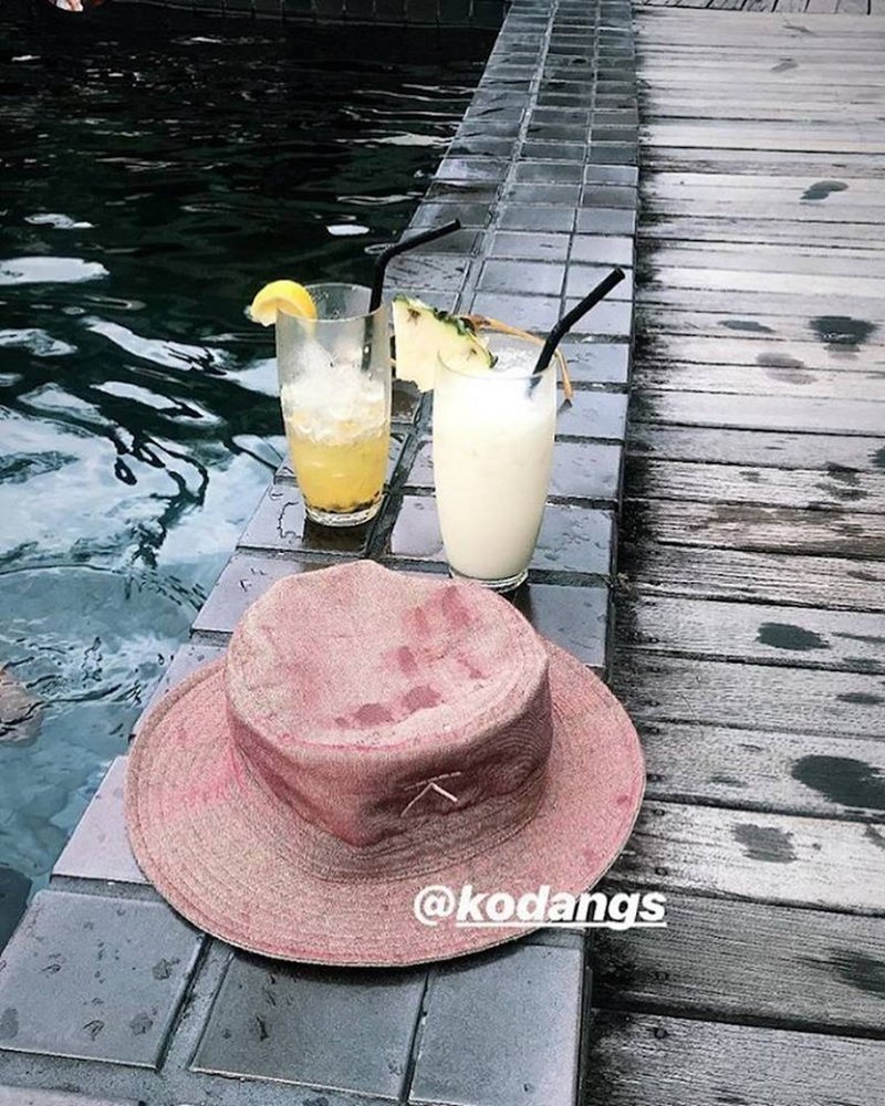 Thai adventure hat - cream FLIPPABLE - 帽子 - 棉．麻 粉紅色