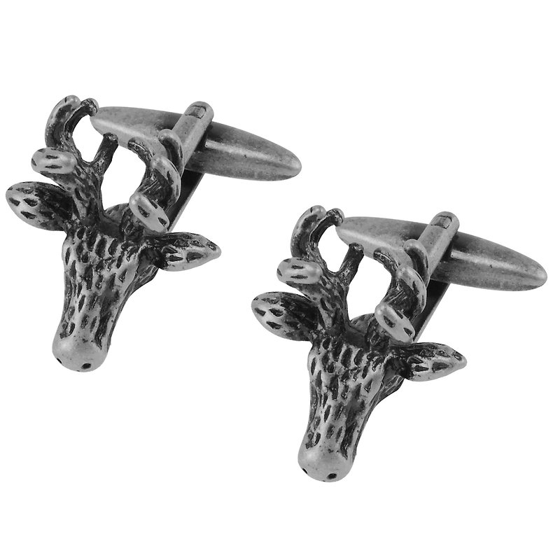 Stag Deer Head Cufflinks - Cuff Links - Other Metals Silver
