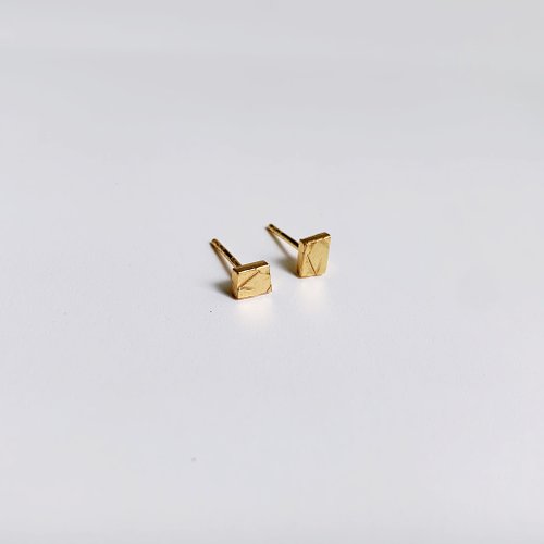 yuting jewellery 純銀破碎紋理耳環-一對(純銀 鍍18k金)