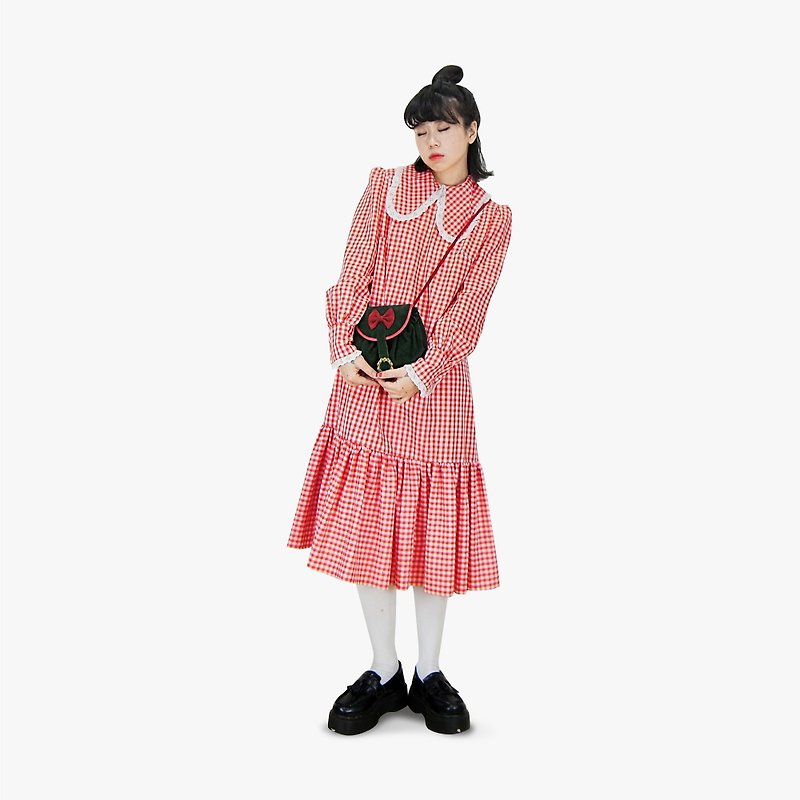 A‧PRANK: DOLLY :: vintage VINTAGE red and white plaid fishtail vintage dress (D711011) - One Piece Dresses - Cotton & Hemp Red