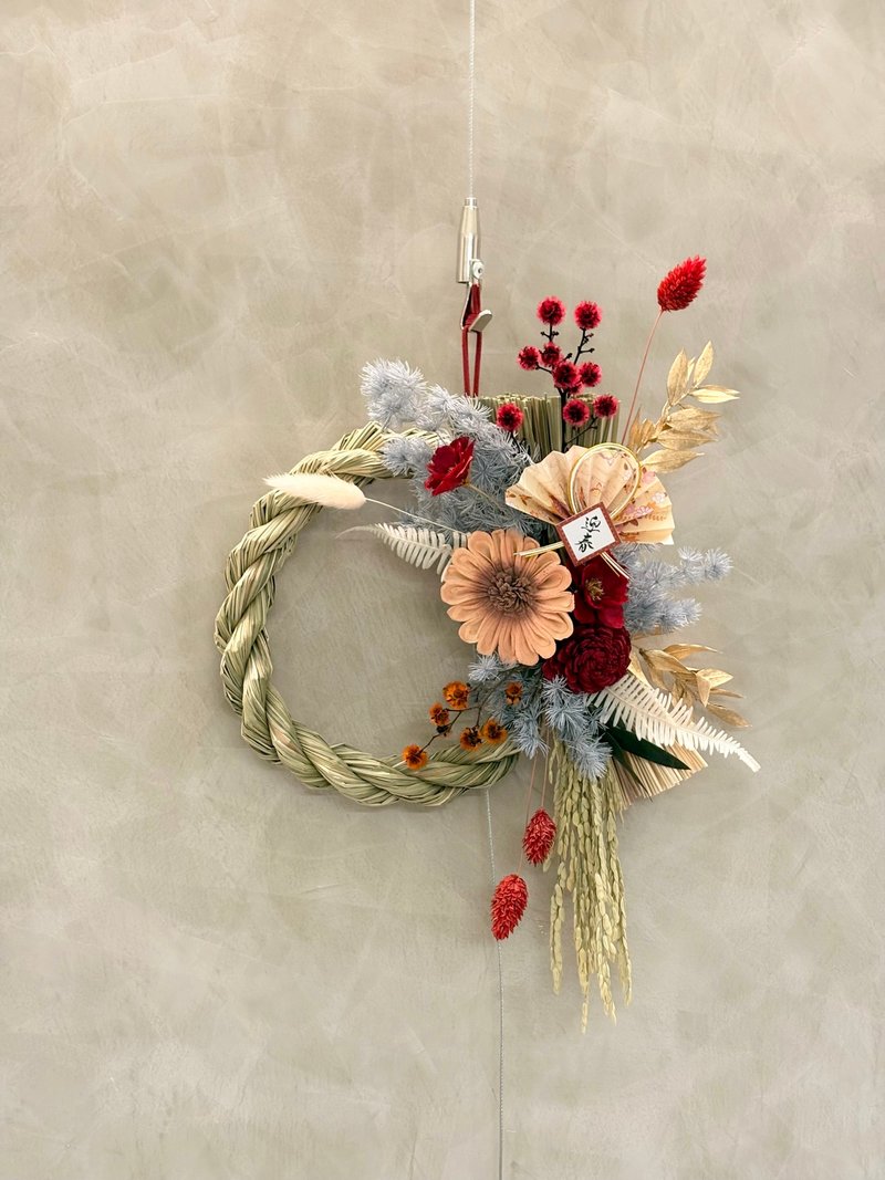 [Flower Gift for the Year of the Snake] Japanese-style blessing note and rope New Year flower gift first day floral arrangement - Dried Flowers & Bouquets - Plants & Flowers 