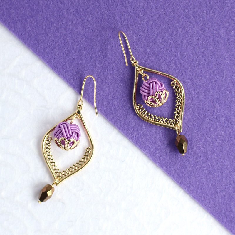 japanese style pierce earring / mizuhiki / japan / accessory / purle - ピアス・イヤリング - シルク・絹 パープル