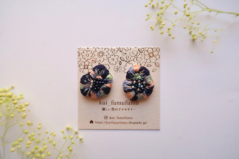 Embroidery earrings - Earrings & Clip-ons - Thread Multicolor