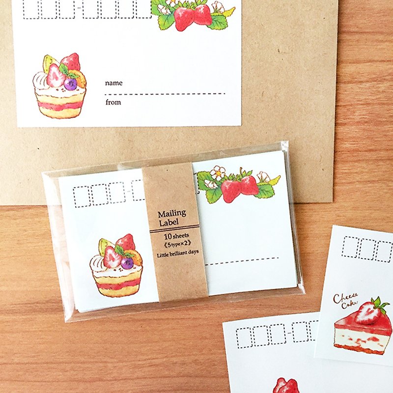Mailing Label Strawberry Cakes - สติกเกอร์ - กระดาษ สีแดง