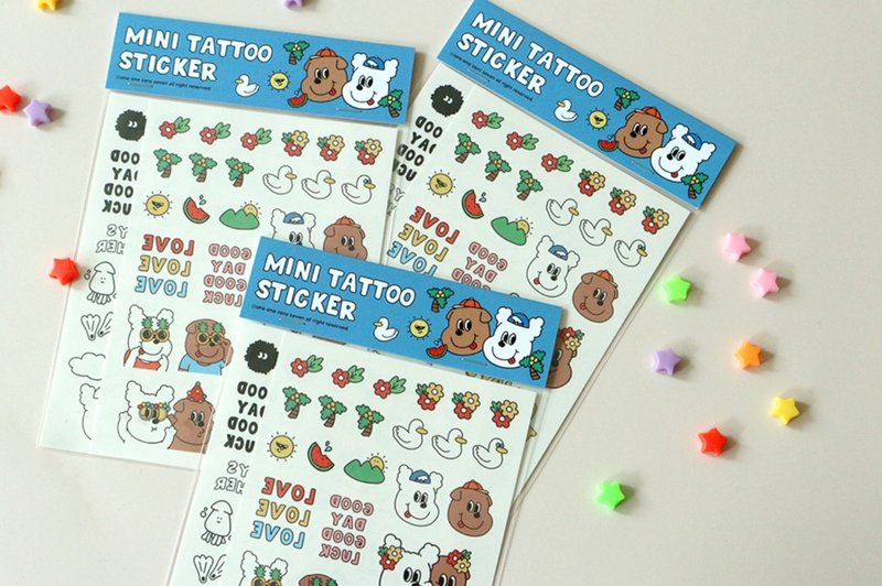 【1107 one one zero seven】mini tattoo stickers - สติกเกอร์ - กระดาษ ขาว