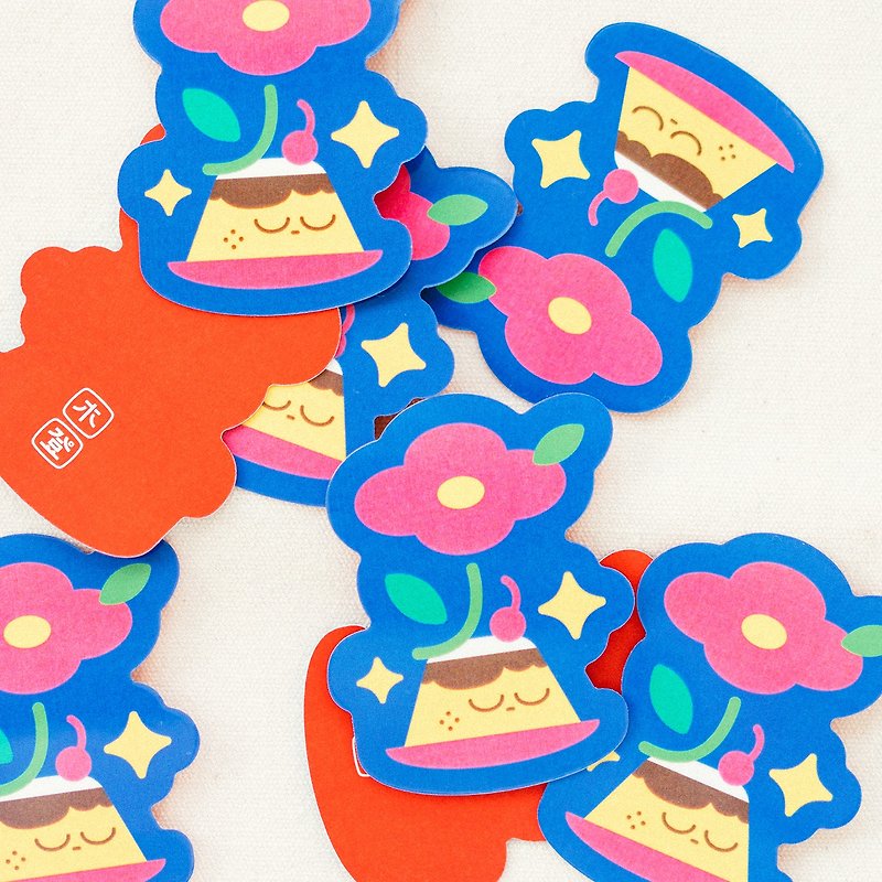 Flower Pudding | Waterproof Sticker - Stickers - Paper Blue