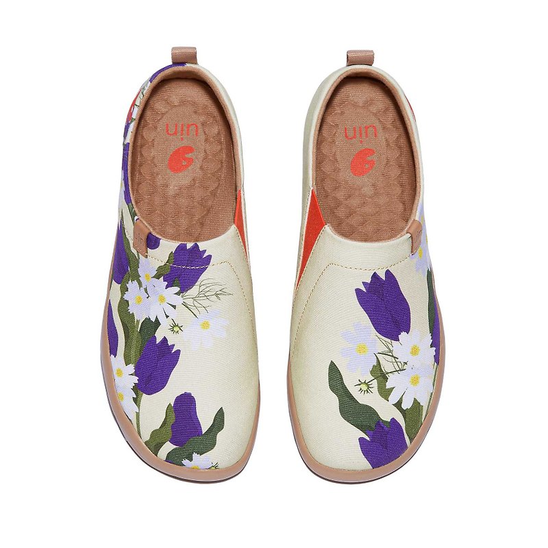 【Uin】Spanish original design | Purple tulip painted casual women's shoes - รองเท้าลำลองผู้หญิง - วัสดุอื่นๆ หลากหลายสี