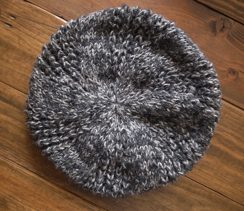Handmade Hand Knit Wool Beanie Hat, Beret Women, Tam knit, knit beret, Tam women - Hats & Caps - Wool Gray