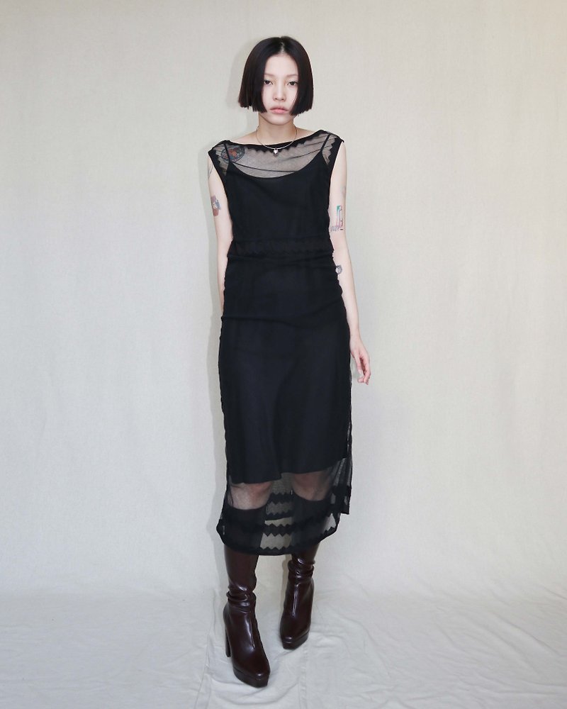 Vintage pumpkins. MOSCHINO Black Double Layer Tulle Sleeveless Dress - One Piece Dresses - Other Man-Made Fibers Black