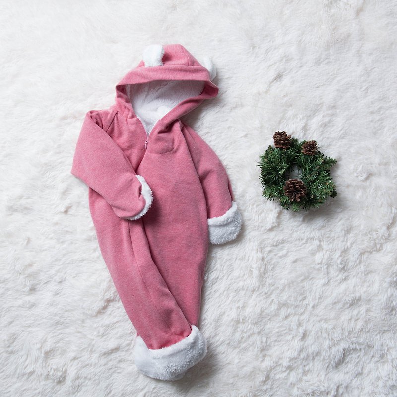 <Pure hand-made> Snow Rabbit - Berry red children's clothing baby rabbit suits - Baby Gift Sets - Cotton & Hemp Pink