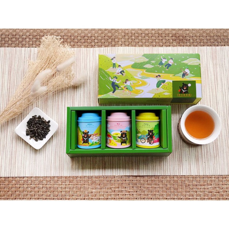 Oh Bear Tea Gift Box | Wu Zang [Mountain Travel Fun] Three Comprehensive Small Tea Gifts - Tea - Other Materials Green