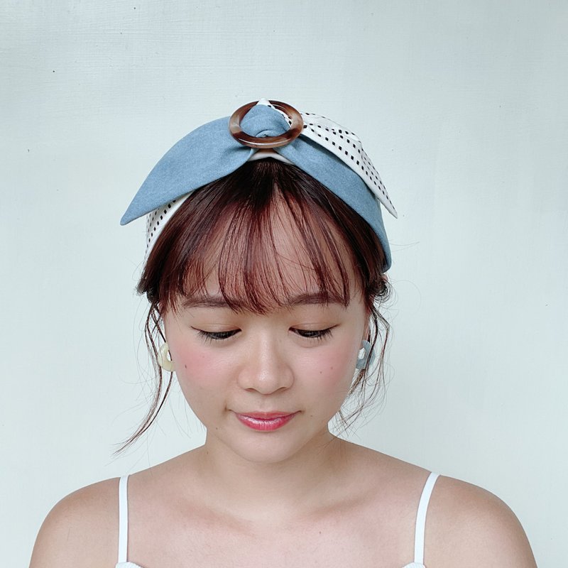 a little sweet headband - ที่คาดผม - ผ้าฝ้าย/ผ้าลินิน สีน้ำเงิน