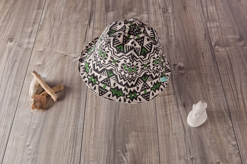 Jungle_bamboo pattern bucket hat.panda - Hats & Caps - Cotton & Hemp Black
